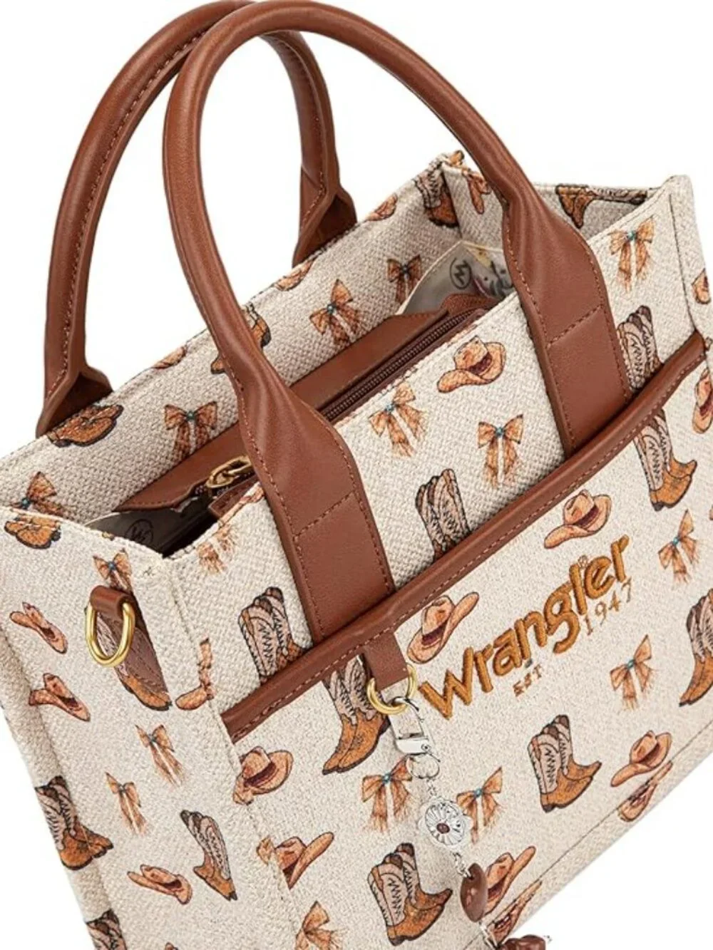 Wrangler Rodeo Icons Tote Bags Medium Satchel Handbags Western Canvas Top Handle - Picture 6 of 7